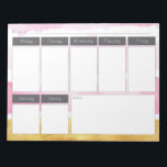 Pink & Gold Watercolor Weekly Pattern Notepad<br><div class="desc">Simple and elegant Pink & Gold WaterColor and Paint Striped Paint Weekly Pattern Notepad.  Perfect for work,  home or school.  Great for anyone who likes to be organized.</div>