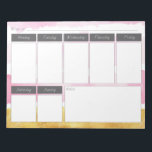 Pink & Gold Watercolor Weekly Pattern Notepad<br><div class="desc">Simple and elegant Pink & Gold WaterColor and Paint Striped Paint Weekly Pattern Notepad.  Perfect for work,  home or school.  Great for anyone who likes to be organized.</div>