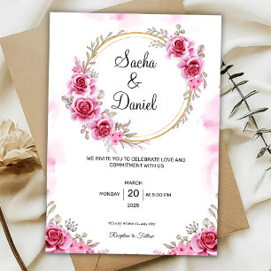 Pink Gold Wedding Invitation