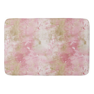 Pink Gold White Abstract Bath Mat