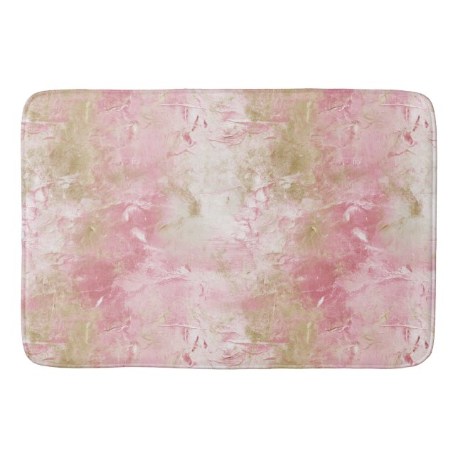 Pink Gold White Abstract Bath Mat (Front)