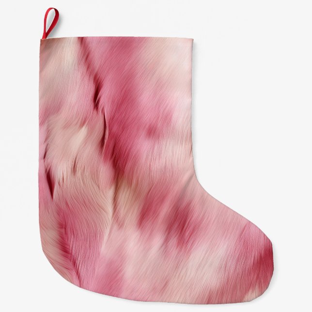 Pink Gold White Animal Large Christmas Stocking (Front)