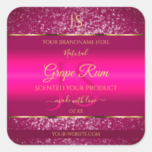 Pink Gold with Glitter and Initials Product Labels