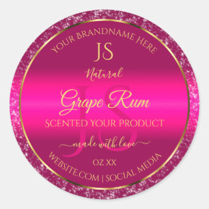 Pink Gold with Glitter and Initials Product Labels