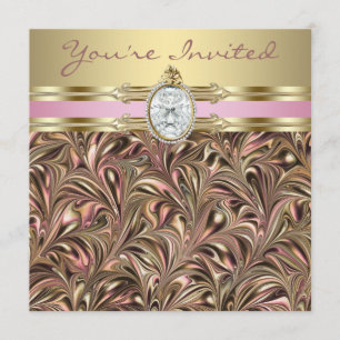 Pink Gold Womans Birthday Party Invitations
