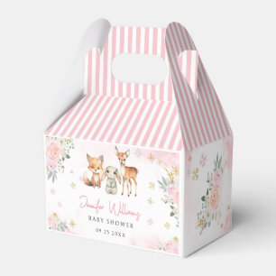 Pink gold woodland baby shower candy favor box