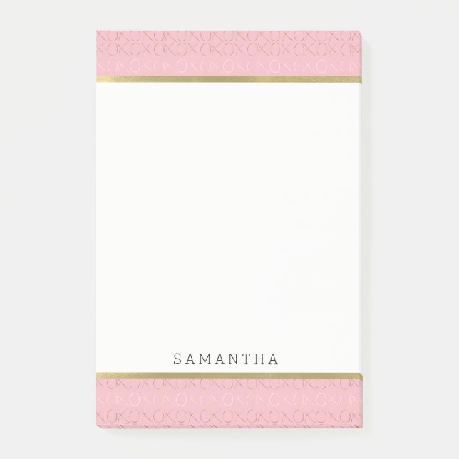 Pink Gold XOXO Personalized Post-it Notes (Front)
