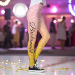 Pink Gold Yellow Sparkle Glitter Party Leggings<br><div class="desc">Pink Gold Yellow Glitter Sparkle Leggings with Faux Pink Yellow Glitter background and name in black. Use personalize this template option to change the text | Use customize further option to change the text style,  size and colour if required. If you don’t need text,  delete it.</div>