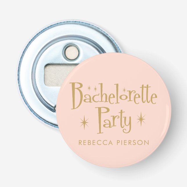 Pink Golden Bachelorette Party  Bottle Opener (Front)
