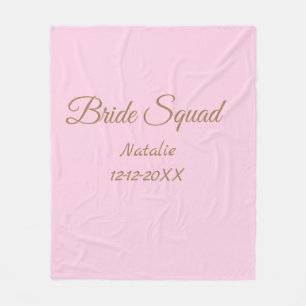 Pink golden bridesmaid squad add name girly fleece blanket