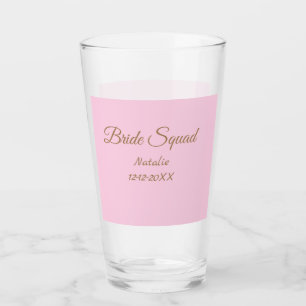Pink golden bridesmaid squad add name girly glass