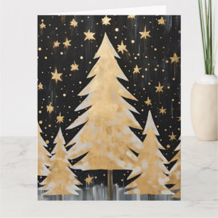 Pink Golden Christmas Tree Card