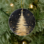 Pink Golden Christmas Tree Ceramic Ornament<br><div class="desc">Pink Golden Christmas Tree Ceramic Ornament</div>