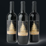 Pink Golden Christmas Tree Wine Label<br><div class="desc">Pink Golden Christmas Tree Wine Label</div>