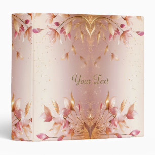 Pink Golden Leaves Floral Album Binder