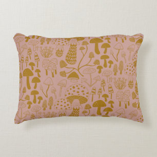 Pink Goldenrod Mushroom Accent Pillow
