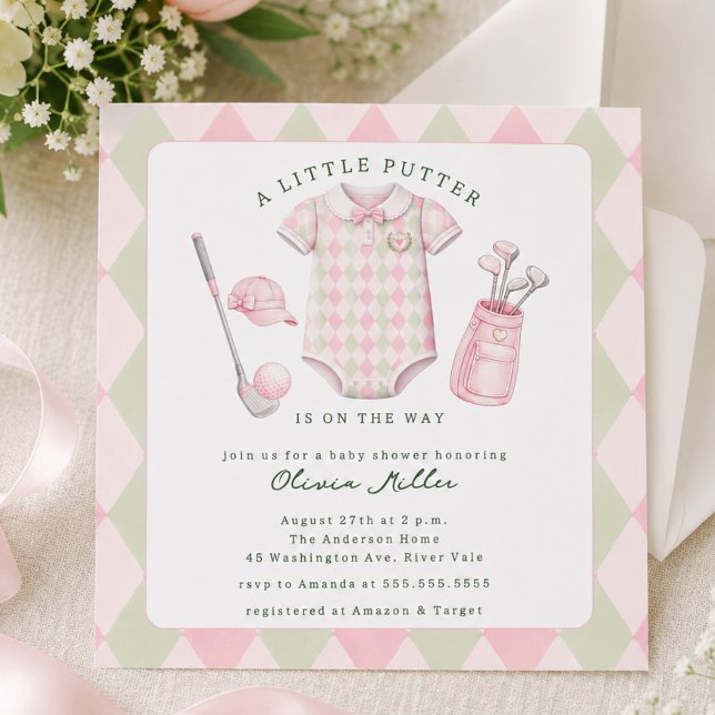 Pink Golf Baby Shower Invitation (Creator Uploaded)