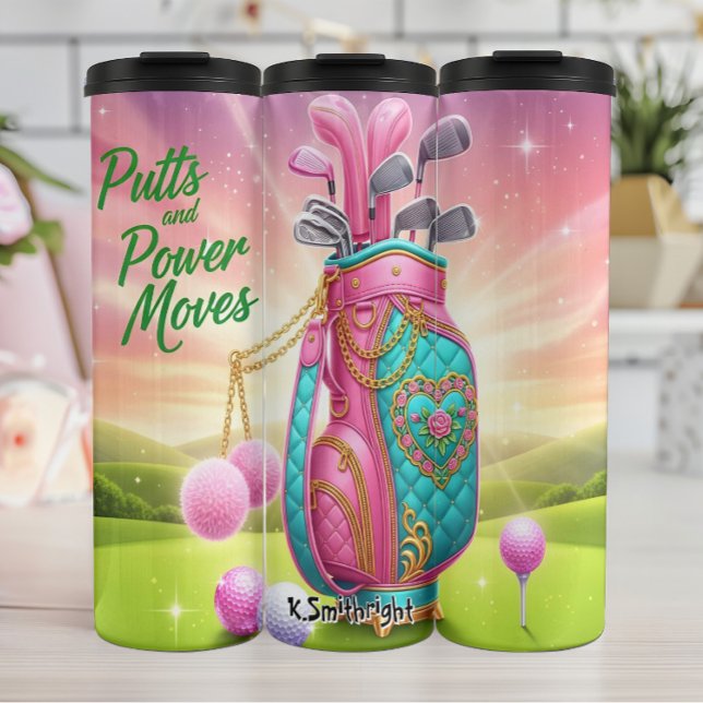 Pink Golf Bag with Power Moves Thermal Tumbler (Creator Uploaded)