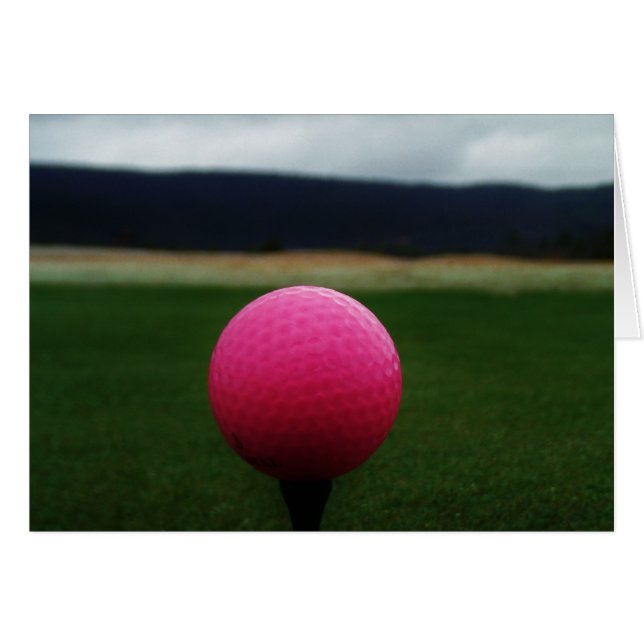 Pink Golf Ball on a mountain golf course (Front Horizontal)