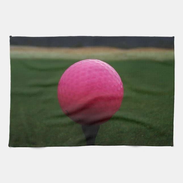 Pink Golf Ball on a mountain golf course Kitchen Towel (Horizontal)