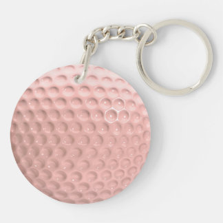 Pink Golf Ball with Black Numbers Sport Keychain