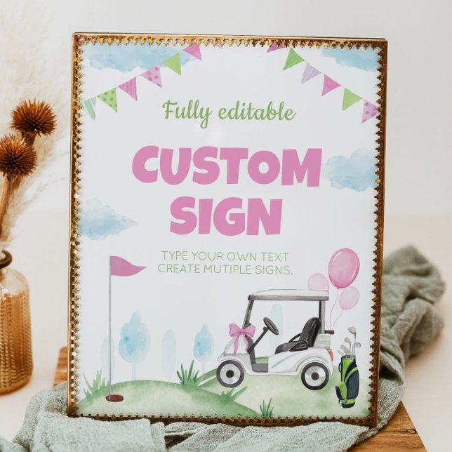 Pink Golf Birthday Party Table Sign (Creator Uploaded)