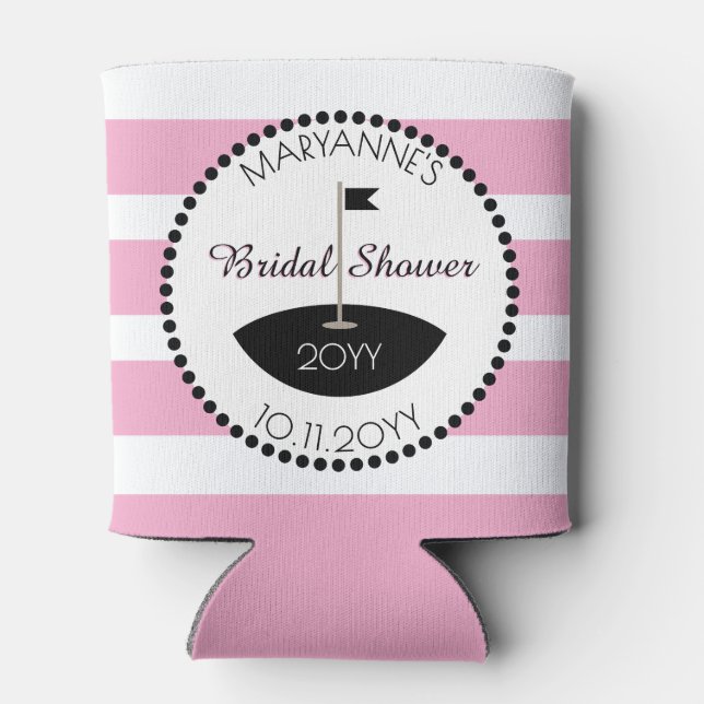 Pink Golf  Bridal Shower Custom Can Cooler (Back)
