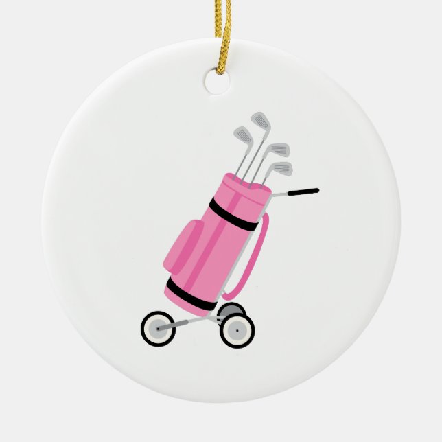 Pink Golf Caddy Ceramic Ornament (Front)