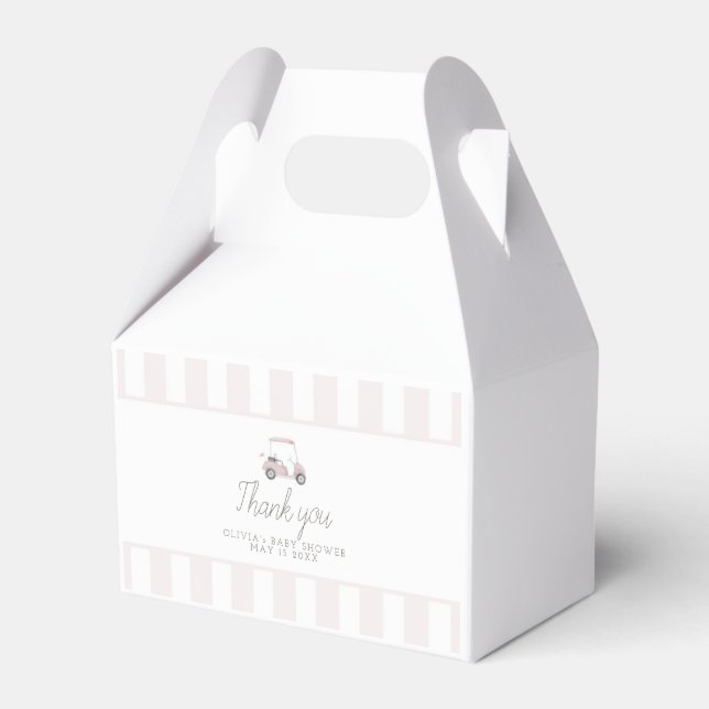 Pink golf cart favour box (Front Side)