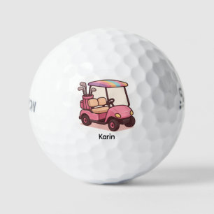 Pink Golf Cart Personalized Balls