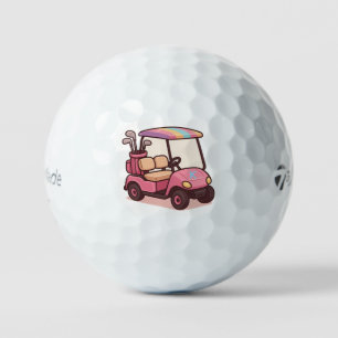 Pink Golf Cart Personalized Golf Balls