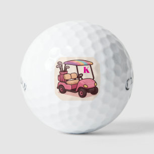 Pink Golf Cart Personalized Golf Balls