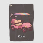 Pink Golf Cart Personalized Golf Towel
