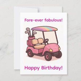 Pink Golf Cart Postcard
