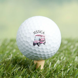 Pink Golf Cart with Name Balls