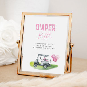 Pink Golf Diaper Raffle Sign