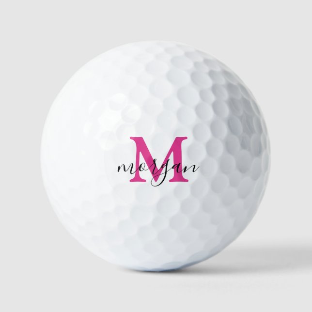 Pink Golf Gifts For Her Women Monogrammed Initial Balls (Front)