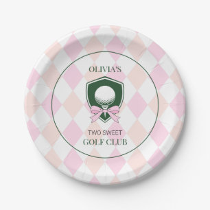 Pink Golf  Hole in One Girl Sports 2nd Birthday Paper Plate