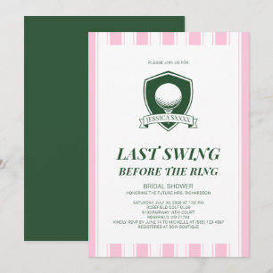 Pink Golf Last Swing Before the Ring Bridal Shower Invitation