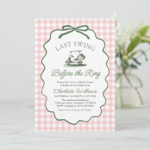 Pink Golf Last Swing Before the Ring Bridal Shower Invitation