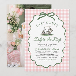 Pink Golf Last Swing Before the Ring Bridal Shower Invitation
