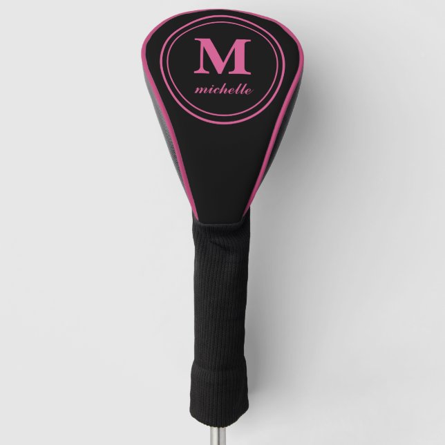 Pink | Golf | personalized NAME monogram Golf Head Cover (Front)