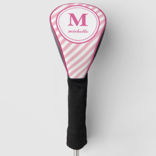 Pink   Golf   striped personalized NAME monogram Golf Head Cover
