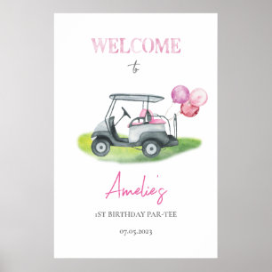 Pink Golf Theme Welcome Poster