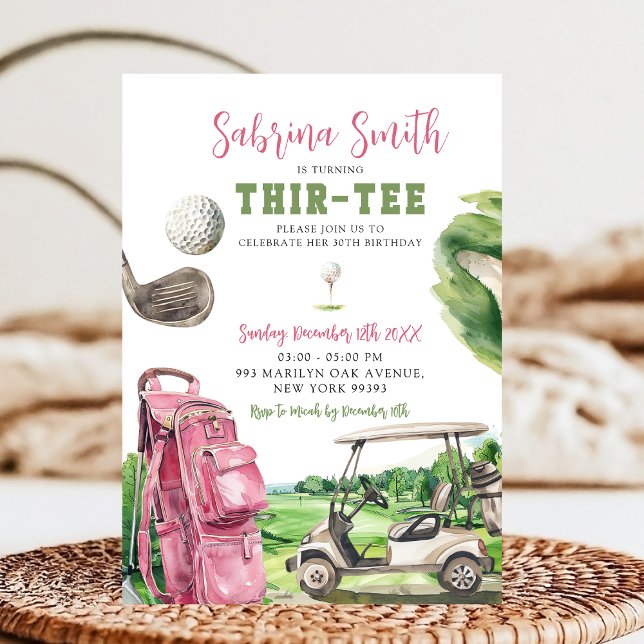 Pink Golf Thir-Tee Invitation Anniversaire (Créateur téléchargé)