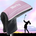 Pink Golfer Sports Ladies Women Trendy Monogrammed Golf Head Cover<br><div class="desc">Trendy classic design features a custom template for name or text up to eleven letters in modern script and a double frame border. Script and border are in white on a chic light pink background. Colour of background and font are easily changed with the Zazzle design tool section. Be sure...</div>