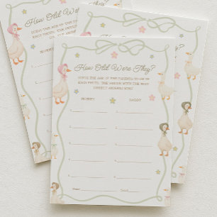 Pink Goose Baby Shower Age Guessing Game Card