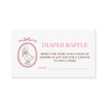 Pink Goose Baby Shower Diaper Raffle Card
