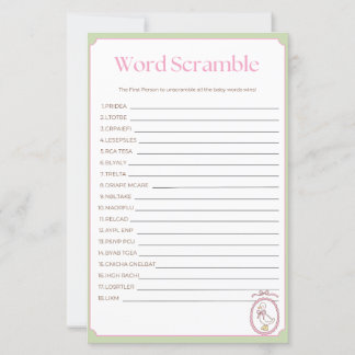 Pink Goose Baby Shower Word Scramble Activity Game