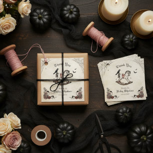 Pink Gothic Baby Shower Spooky Thank You Favour Tags